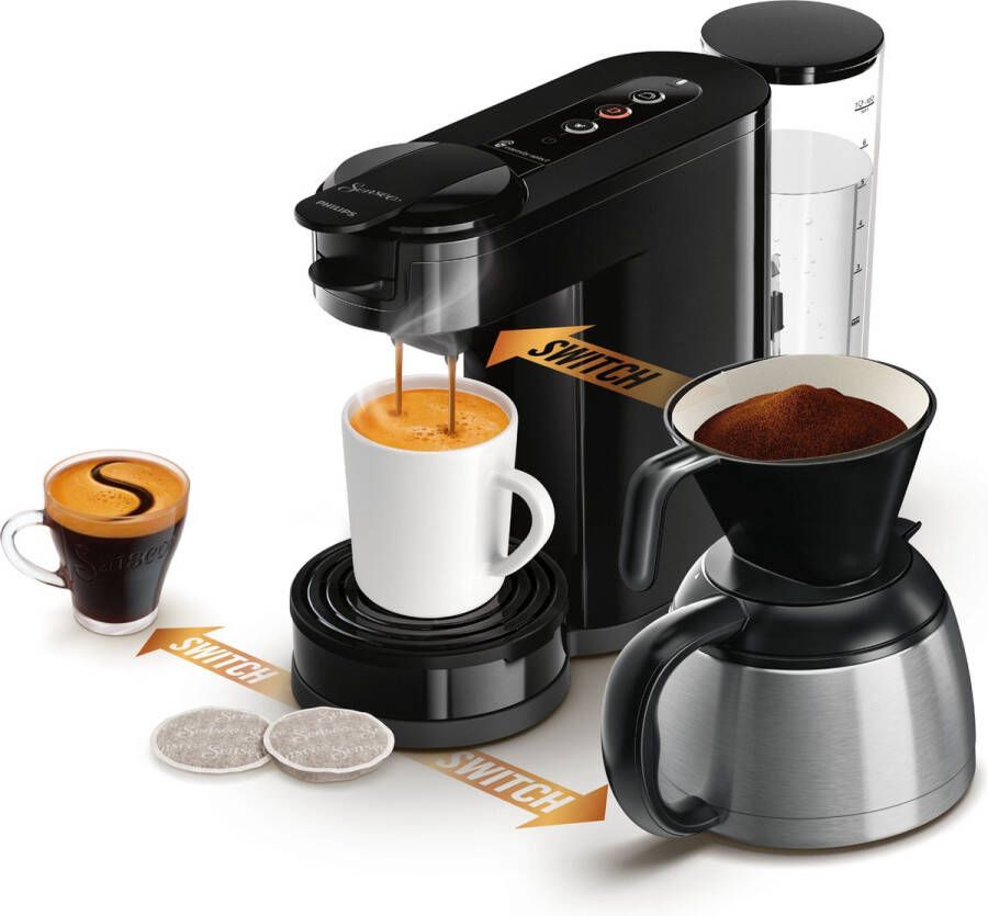 Philips Senseo Switch HD6594 62 2-in-1-koffiezetapparaat met filterkoffie en koffiepads Zwart