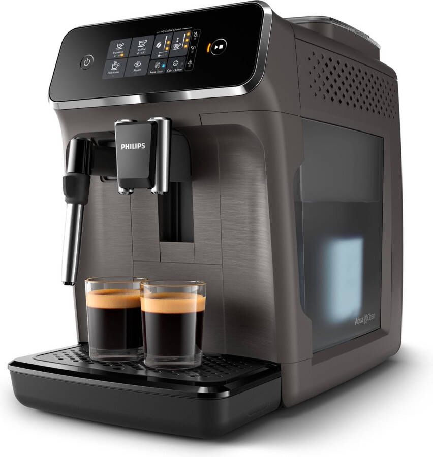Philips 2200 Series EP2224 10 Espressomachine 2 Soorten Koffie + Heet Water Kasjmiergrijs + AquaClean Filter