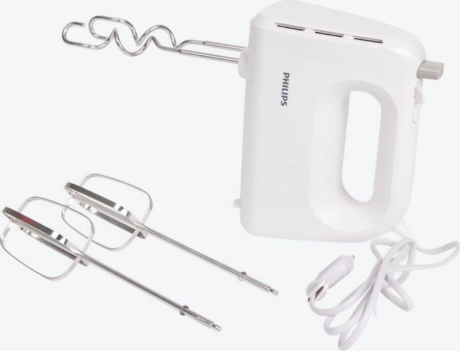 Philips Zera Handmixer 3000 Series Inclusief Deeghaken en Kneedhaken Met 5 Standen 500 Watt 5 Snelheden