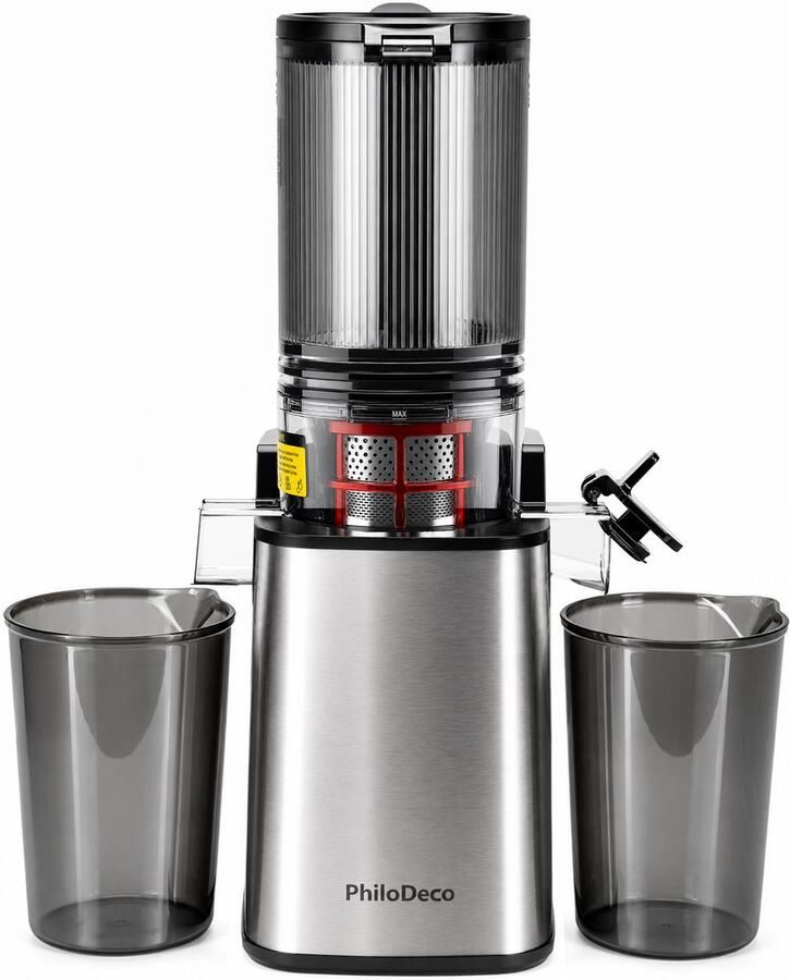 PhiloDeco Koudpersjuicer sapcentrifuge slowjuicer voor thuis-110mm extra brede vulopening-stille 250W motor-REV omkeerfunctie-eenvoudig te reinigen - Foto 2