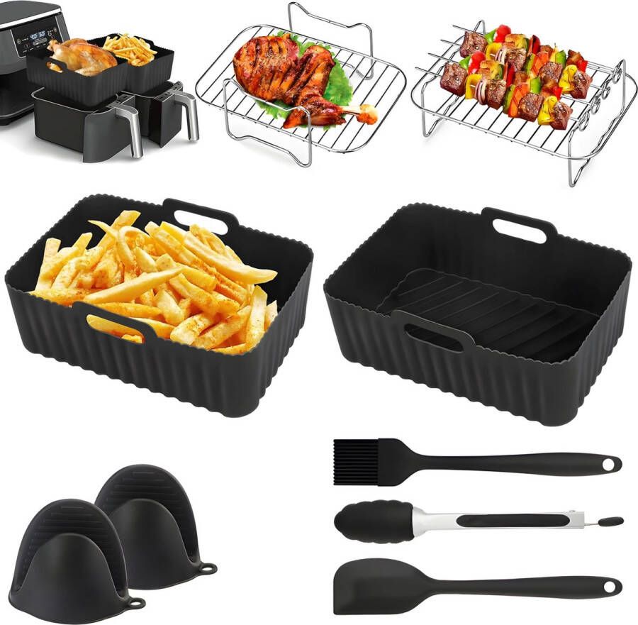 Phreeze Complete Air Fryer Accessoire Set Geschikt voor Ninja Airfryer Accessoires Voor XXL SL400EU AF300EU AF400EU AF140EU AF500EU Bakpapier Bakje Rechthoekig