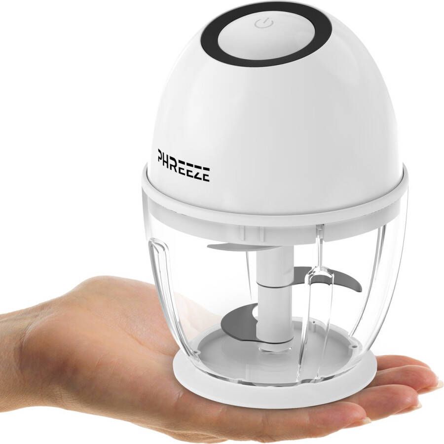 Phreeze Mini Foodprocessor 450ML Elektrische Hakmolens USB-C Oplaadbaar Kleine Blender Keukenmachine Portable Chopper Hakmolen Elektrisch Babyvoeding Groente Smoothie Snijder
