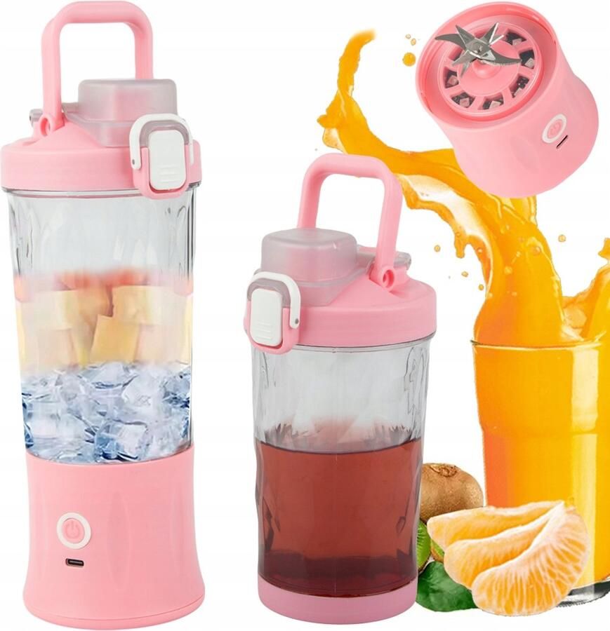 PINGYANG RONGRONG HANDICRAFT PINGYANG RONGRONG Blender draagbaar USB-oplaadbaar Roze Sterke messen