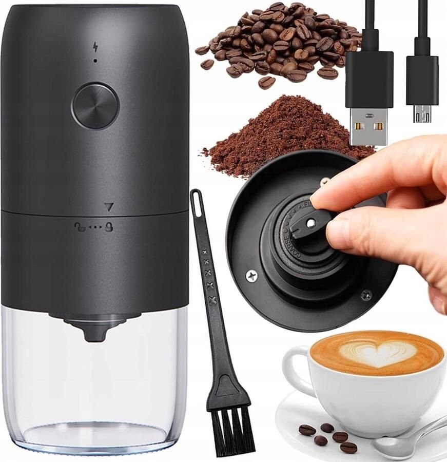Pingyang Rongrong Elektrische Koffiemolen USB Compact Zwart