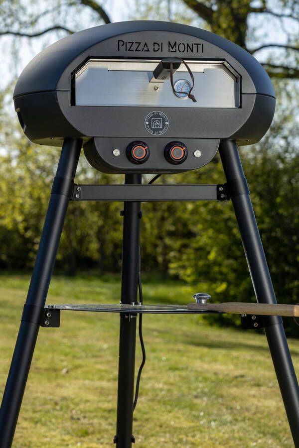 Pizza di Monti Fiorenza Elektrische Pizzaoven 400°C – Pizzasteen 13” – Pizza tot 30 cm – 1200W – 15 min – Binnen & Buiten – Incl. Schep Thermometer & Hoes – Black - Foto 2