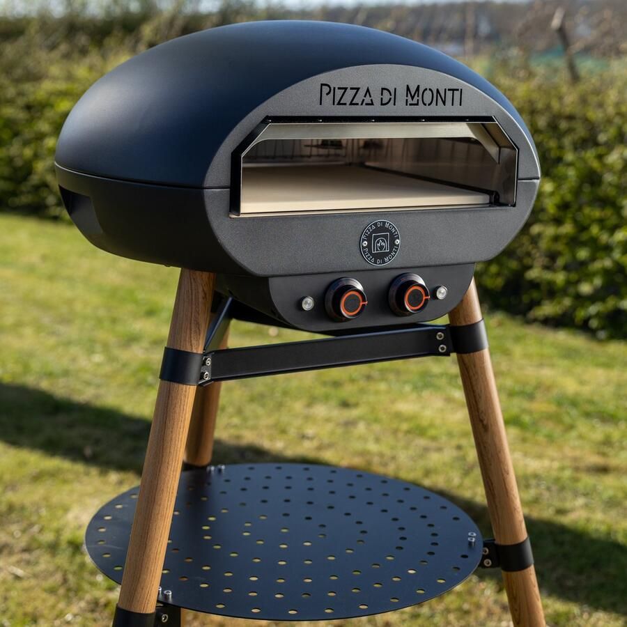 Pizza di Monti Fiorenza Elektrische Pizzaoven 400°C – Pizzasteen 13” – Pizza tot 30 cm – 1200W – 15 min – Binnen & Buiten – Incl. Schep Thermometer & Hoes – Houtlook