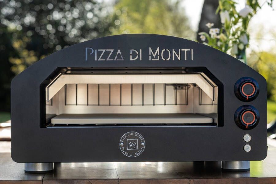 Pizza di Monti – Tavoletta – Black – Luxe Elektrische Pizzaoven – tot 400°C – Tafelmodel – Binnen & Buiten gebruik – Inclusief pizzasteen schep verlichting en temperatuur en doorkijk deur - Foto 2