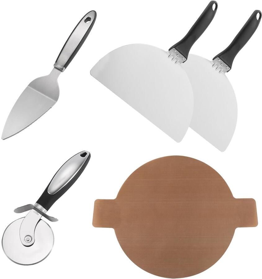 Pizzagereedschapsset 4-delig Met antiaanbakmat en pizzasnijder