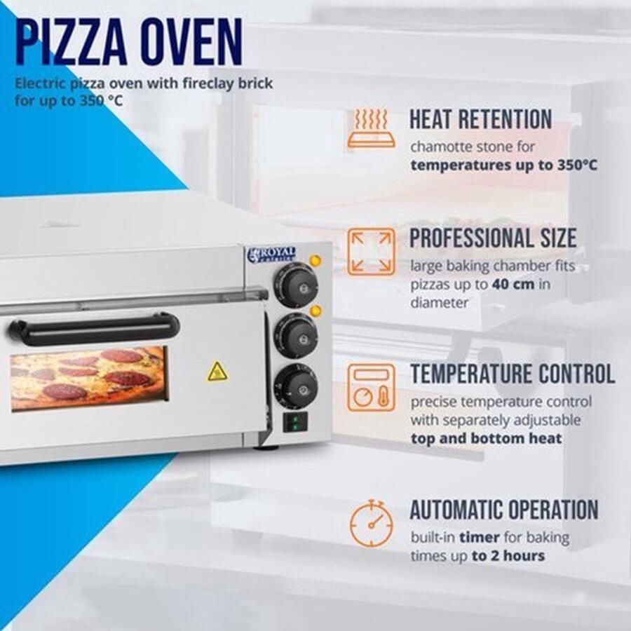 Pizzaoven Elektrisch 2000 W Vermogen 40 cm Diameter Roestvrij Staal Voor Horeca En Thuisgebruik