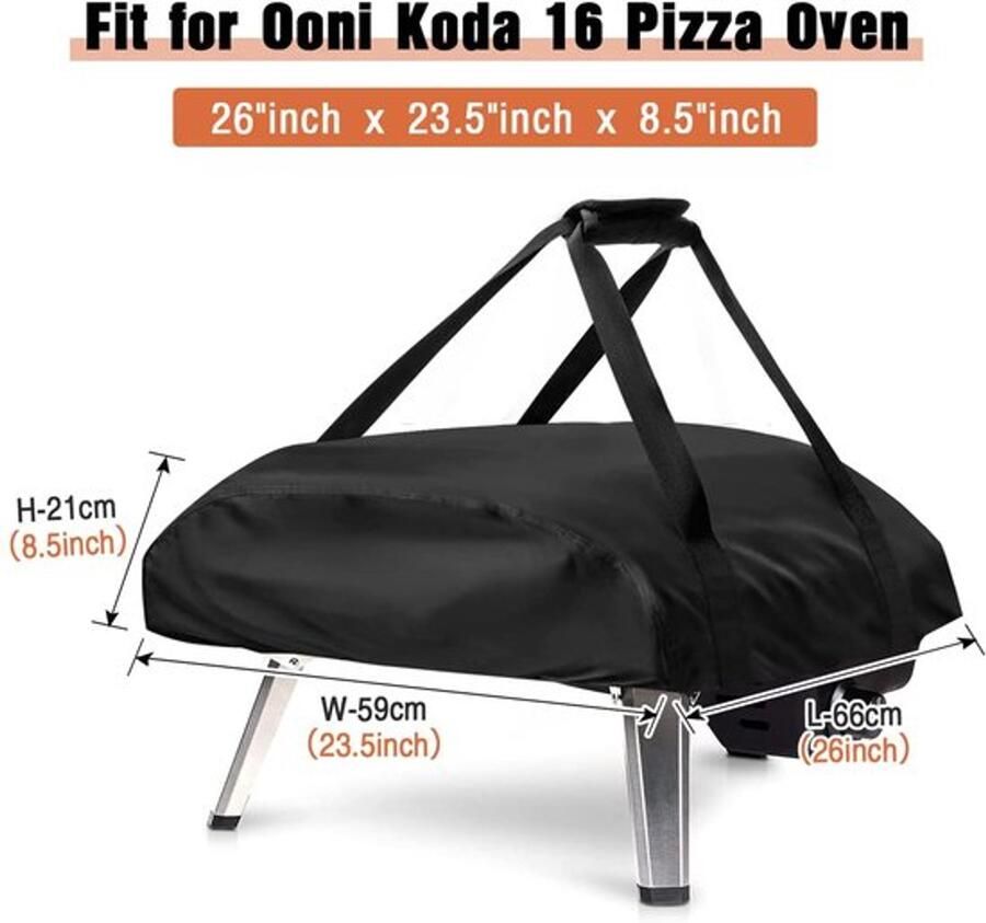 Pizzaovenafdekking voor waterdicht weerbestendige pizzaoven draagtas Oxford-stof pizzaoven draagtas pizzaoven accessoires zwart (66 x 60 x 22 cm)