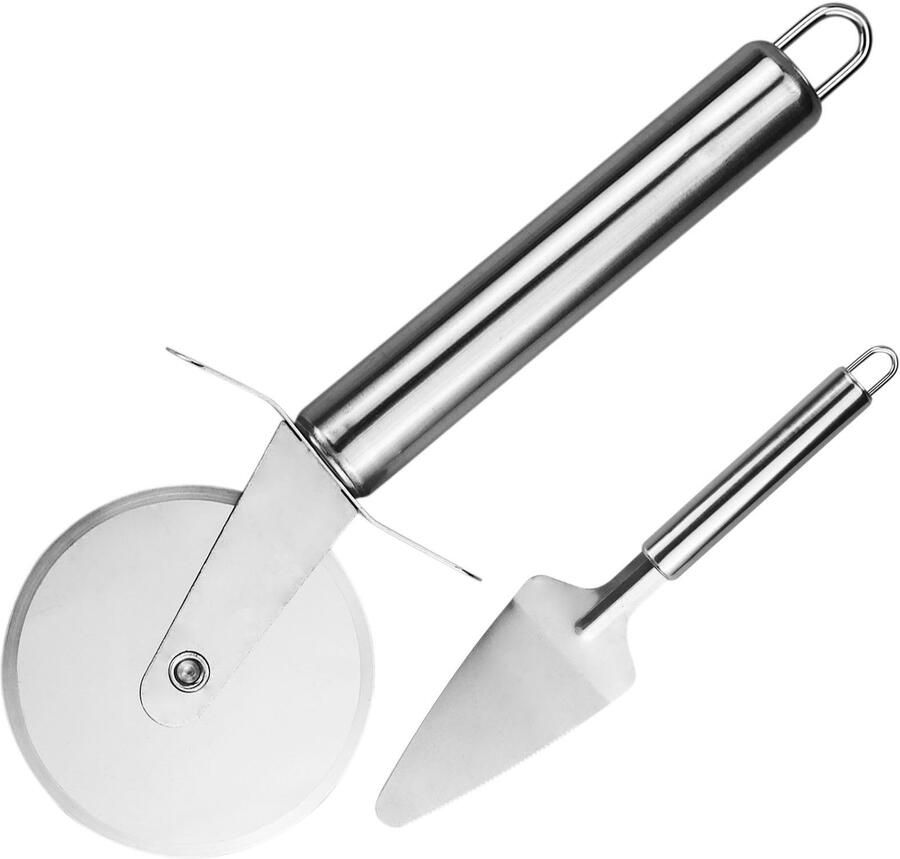 Pizzasnijder 2-in-1 RVS met antislip handgreep