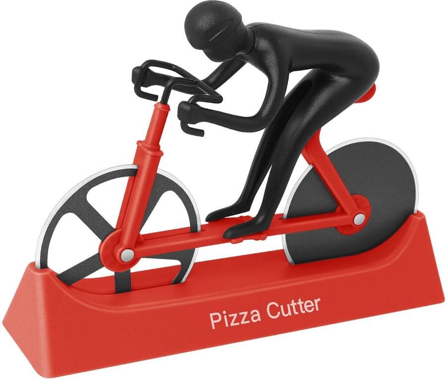 Pizzasnijder Fietsvorm Dubbel RVS Rood