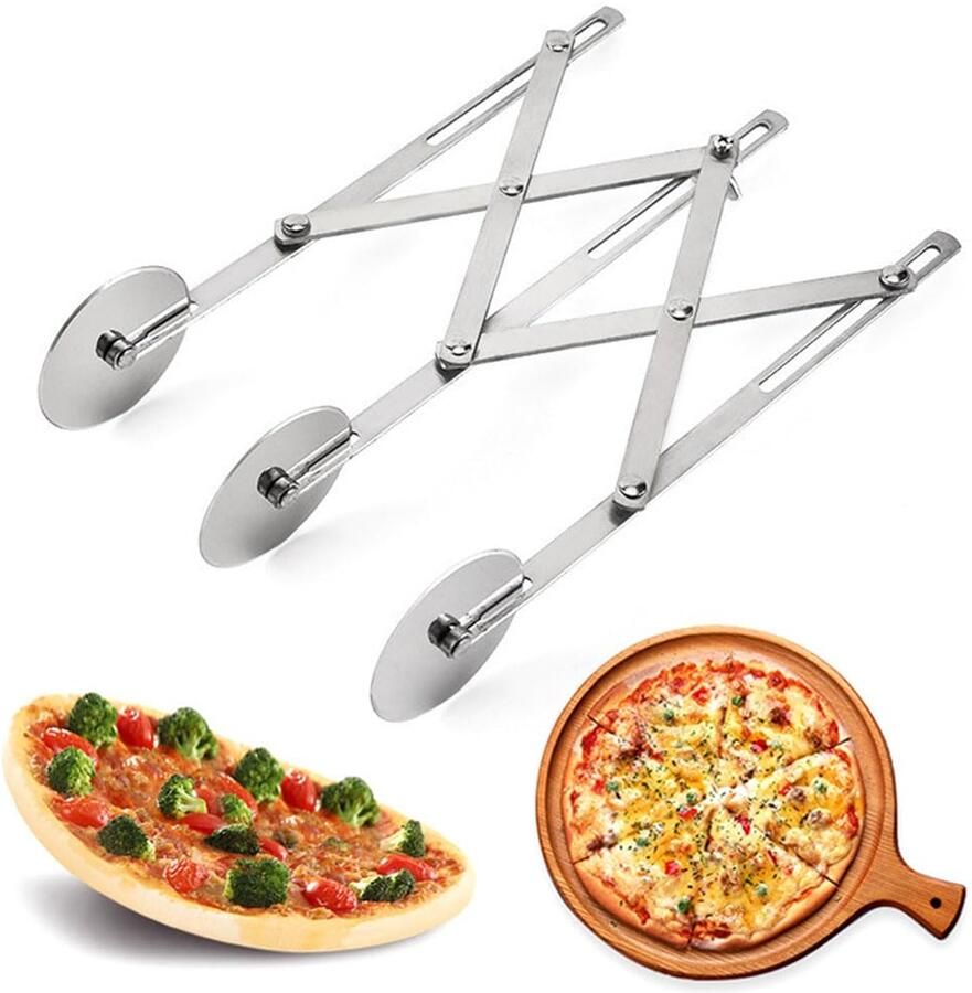 Pizzasnijder met 3 wielen Verstelbaar RVS