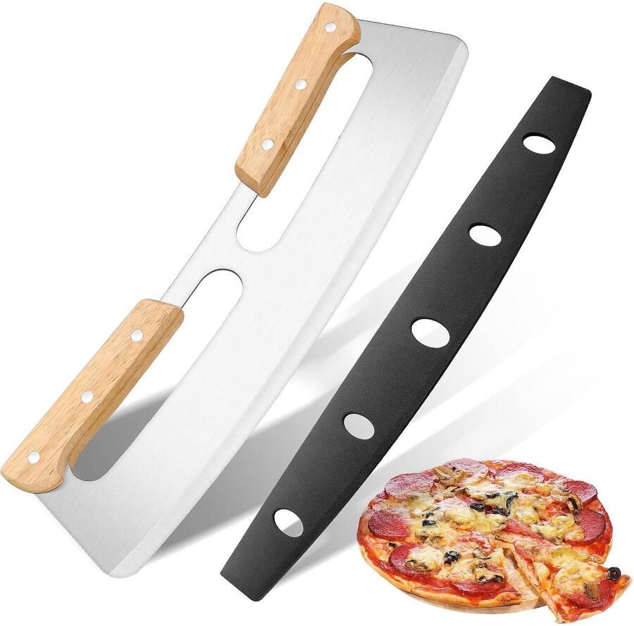 Pizzasnijder Roestvrijstalen mes Houten handvat 33 cm