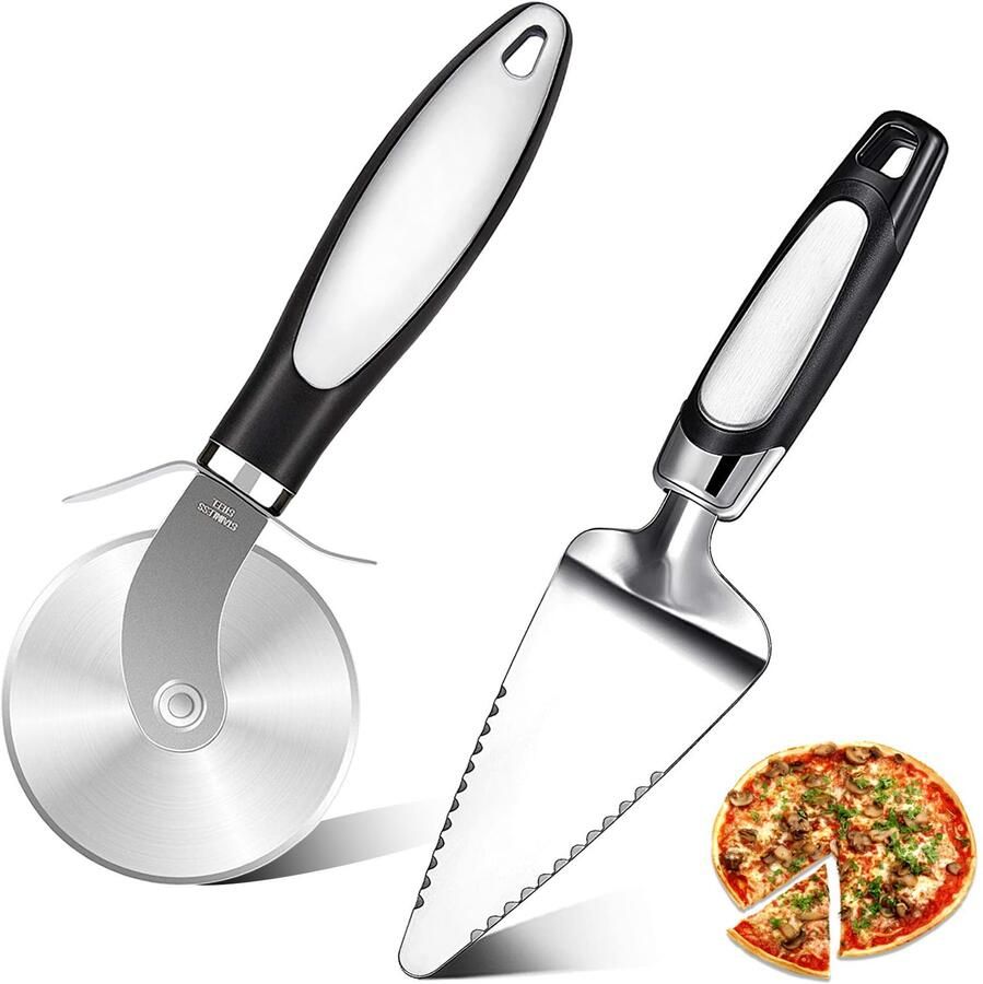 Pizzasnijder RVS Antislip handgreep 2-delig