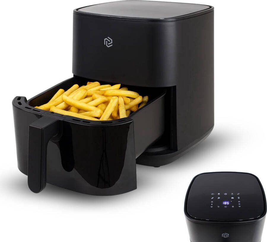 Plaine Airfryer 5.5L met Touchscreen – 1500W – 9 Programma s – Timer & Eigen Instellingen – Heteluchtfriteuse 80ºC-200ºC – Zwart