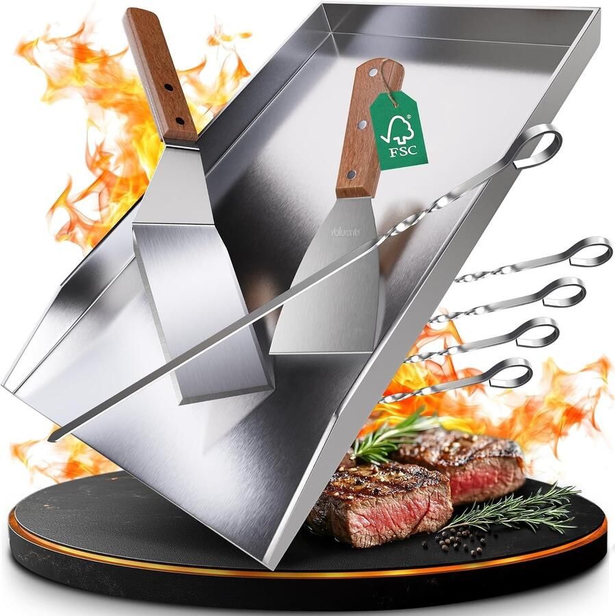 Plancha Grillplaat Roestvrij staal 44 5 x 26 cm Geschikt voor Barbecue en Gasgrill Voor Grillen van Burgers