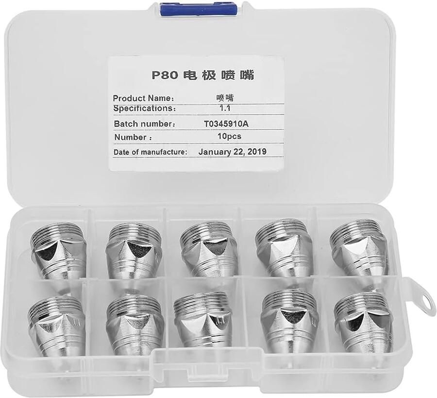 Plasma mondstuk 1 mm 10 stuks P80 elektrodenmondstuk voor luchtafstotende snijmachine ServiceTopper