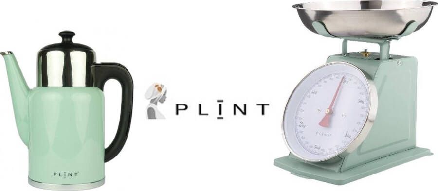 Plint AS PLINT set van 3- Retro waterkoker keukenweegschaal en broodtrommel mint groen ontbijtset keukenset