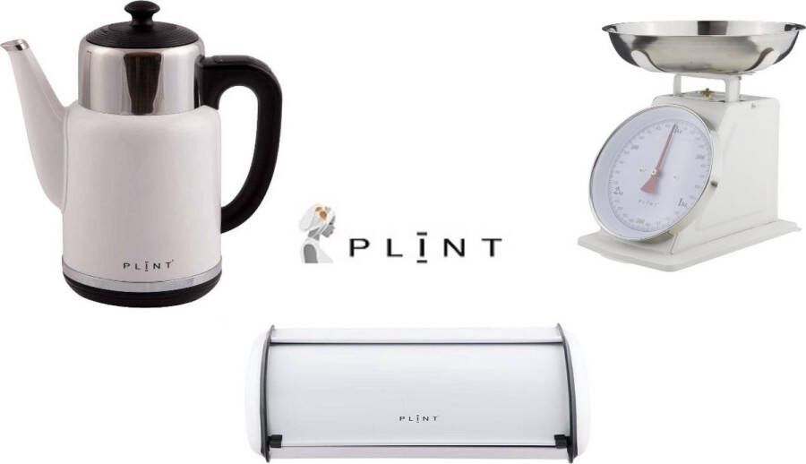 Plint AS PLINT set van 3- Retro waterkoker keukenweegschaal en broodtrommel wit ontbijtset keukenset