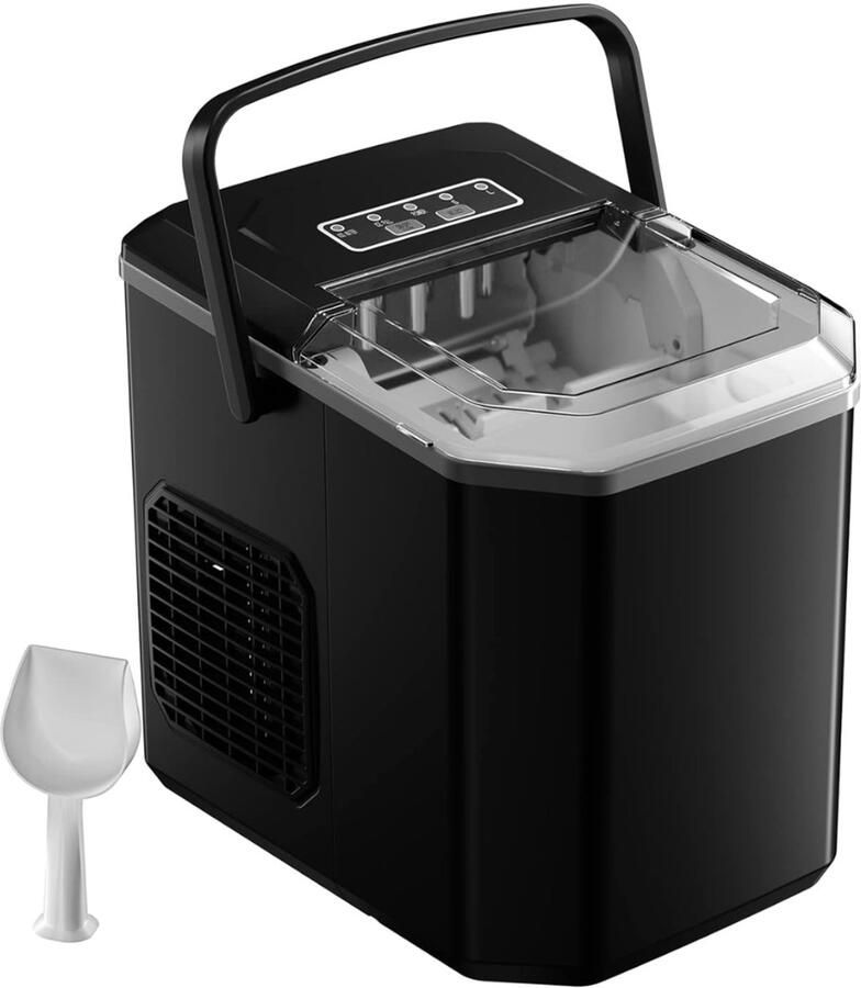 Ploutos Ijsblokjesmachine met Schep Ijsblokjesmakers Zwart 22cm x 30cm x 29cm