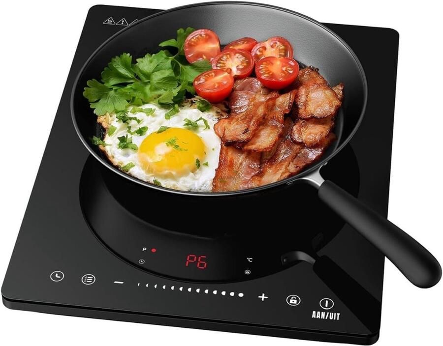 Ploutos Inductie Kookplaat Vrijstaand Vrijstaande Inductie Kookplaat – Elektrische Kookplaat – met Touch Bediening Zwart 29cm x 37cm x 5cm