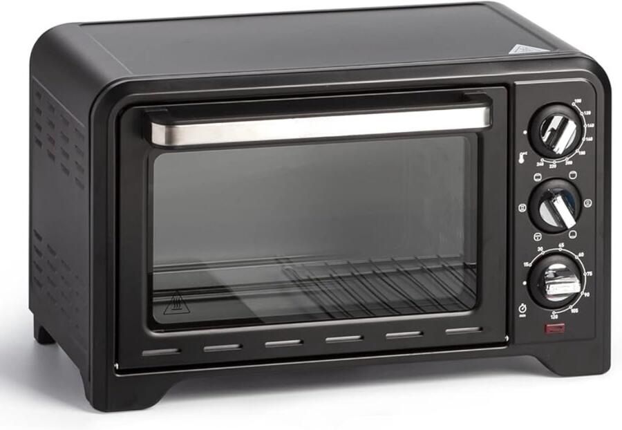Ploutos Oven Elektrische Oven Vrijstaande Elektrische Oven – Luxe Heteluchtoven met Grillfunctie Zwart 32cm x 47cm x 28cm