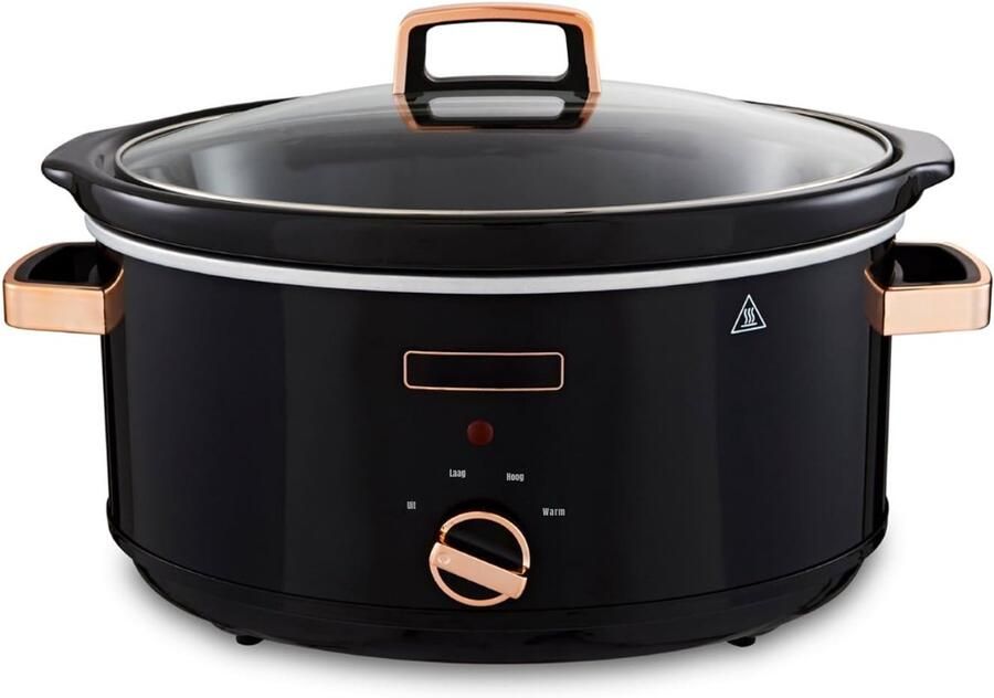 Ploutos Slowcooker Met Timer -Digitale Multicooker Slowcooker – Royale Inhoud – Stijlvol Zwart Rosegoud- 32cm x 41cm x 24cm