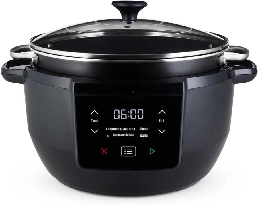 KIRA Slowcooker Met Timer 4 Kookfuncties Slow Cooker Multikoker Zwart 39cm x 26cm x 35cm