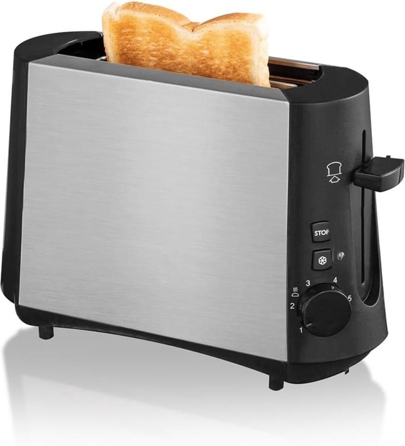 Ploutos Toaster Broodroosters Broodrooster Toaster Broodrooster Zilver en Zwart 13cm x 13cm x 5cm