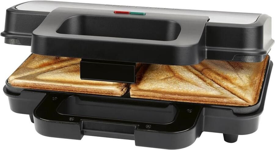 Ploutos Tosti-ijzers Antiaanbaklaag Krachtig Tosti-ijzer met Grillplaten Zwart 24cm x 27cm x 10cm