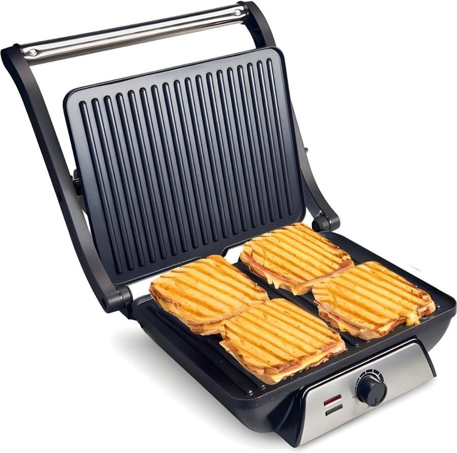 Ploutos Tosti-ijzers Tosti Ijzer Tosti Apparaat Zwart Roestvrij Staal 24cm x 28cm x 8cm