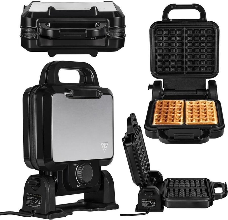 Ploutus Wafelijzer Met Verwisselbare Platen Antiaanbak Wafelmaker Wafelijzer met Verwisselbare Bakplaten Zwart 24cm x 34cm x 11cm