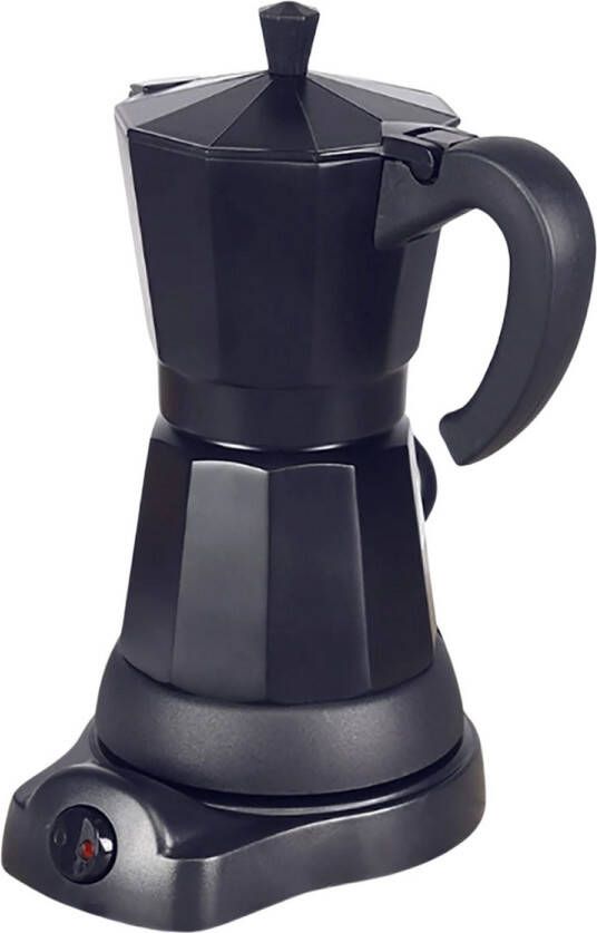 PolderGoods -Percolator Elektrische percolator Elektrische espresso maker Moka pot met kookplaat 300ml capaciteit 6 Kopjes Zwart