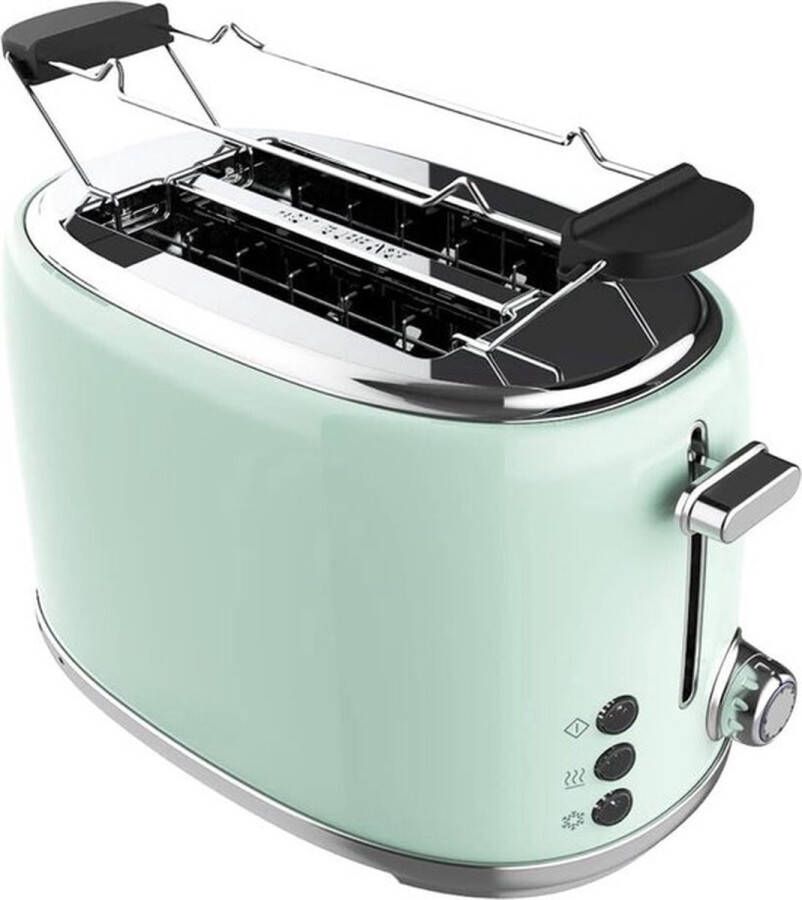 PolkaHome Broodrooster met tostiklemmen Broodroosters Toaster Berde sleuven Meedere standen en instelbare warmteniveaus