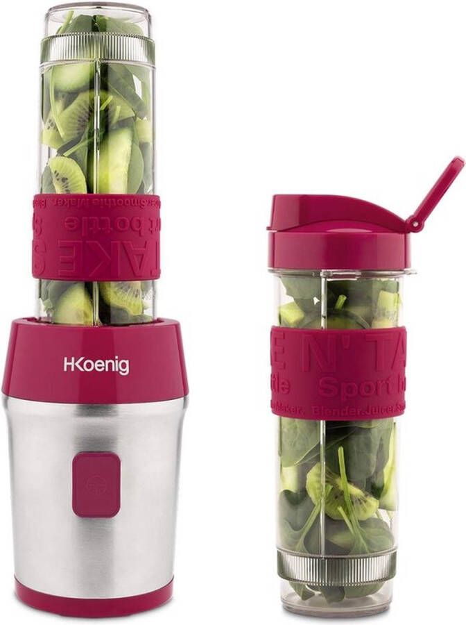 PolkaHome Mini Blender Smoothie Maker Compact 570 ml BPA-vrij 2 flessen met reisdeksel 4 roestvrijstalen messen