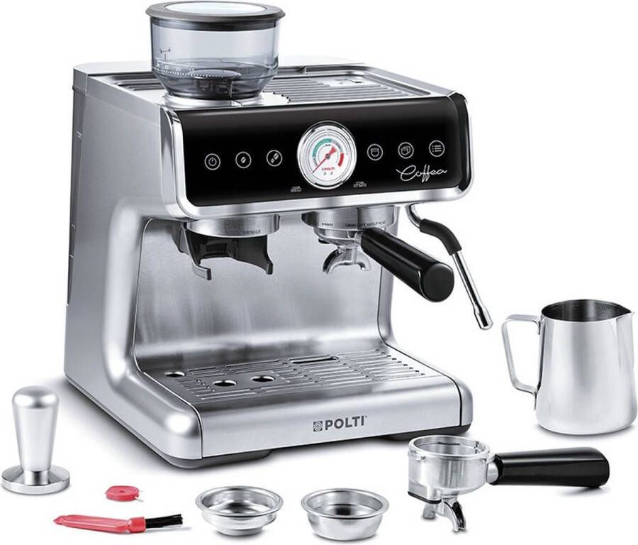 Polti Coffea G50S Espressomachine met Koffiemolen – 15 bar – 2 8L – Zilver