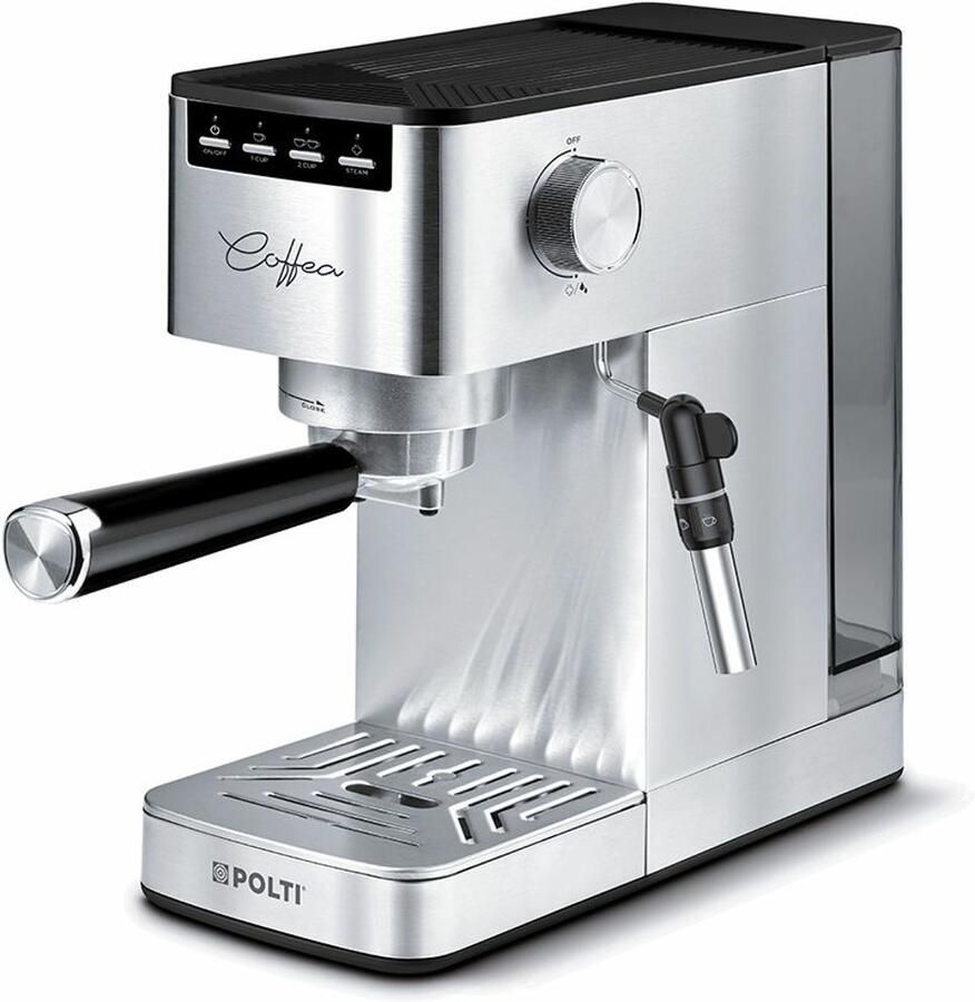 Polti Coffea P10S Espressomachine – Pistonmachine met Stoompijp – 15 bar – 1 3L – RVS