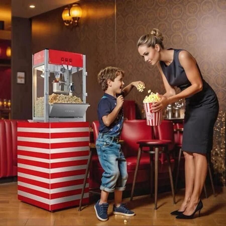 Popcorn Machine Popcorn Popper Machine 12 Oz Kettle 1440W Popcornmaker voor op Het Aanrecht voor 80 Kopjes per Batch Zilver