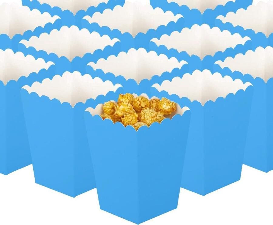 Popcorndozen 50 stuks Kartonnen Snoepdozen Herbruikbare Snackcontainers Eenvoudig Opvouwbaar Golfpatroon Perfect voor Feestjes