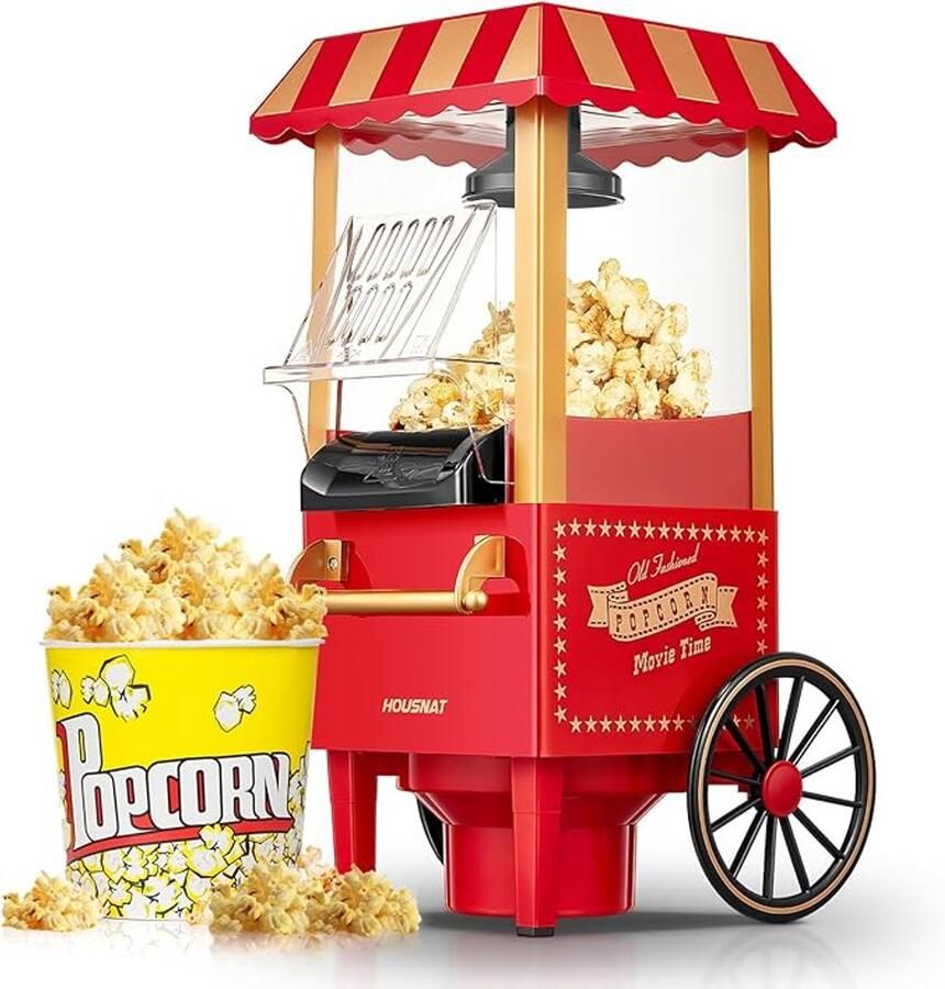Popcornmachine Popcorn Machine Popcorn Popper -Popcorn Maker- Popcorn in 3 Minuten 1200W Rood Goud Hete Lucht