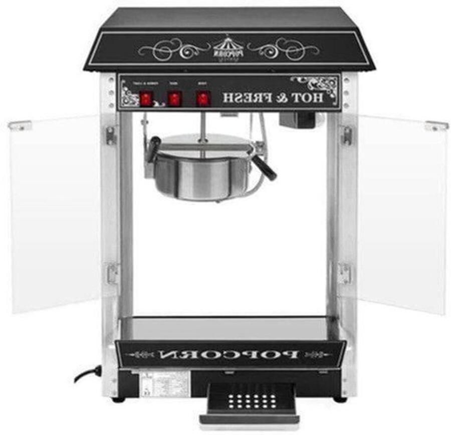 Popcornmachine – Popcornmaker – Popcornpan – Popcornpopper – Maispopper – 1600W Vermogen – Verlichte Glazen Kast