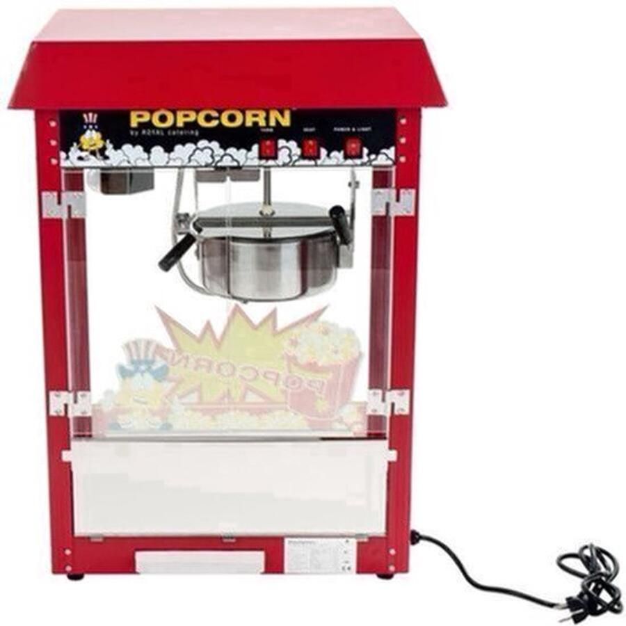 Popcornmachine – Popcornmaker – Snackmachine – Popcornapparaat – Snackautomaat – Hoge Capaciteit 5-6 kg uur – Teflon Antiaanbaklaag met Glazen Behuizing