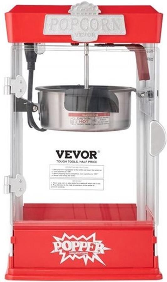 Popcornmachine Tafelmodel 480 W Vermogen 4 oz Inhoud Ketel Rood Voor Thuis En Feestjes
