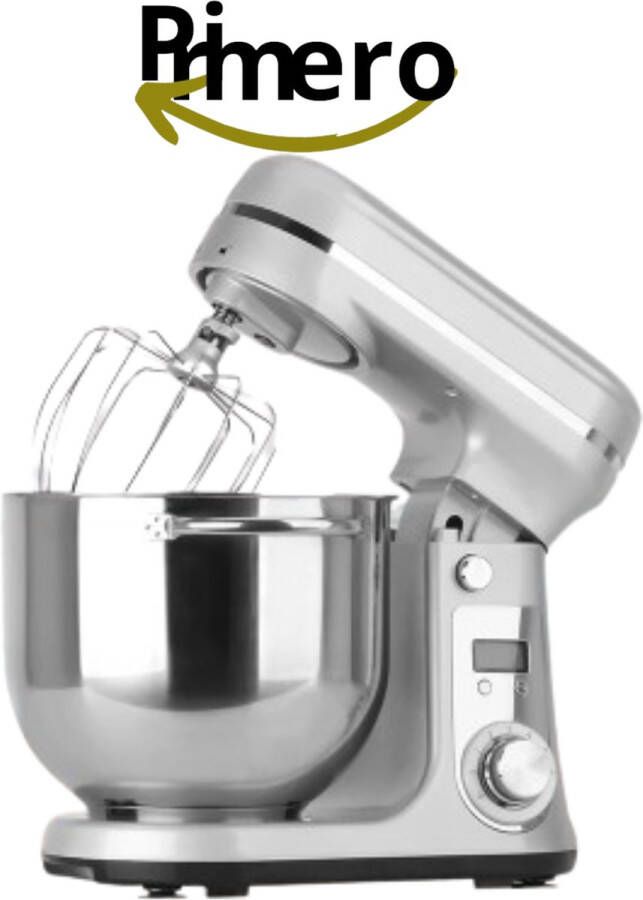 Primero Keukenmachine keukenmixer foodprocessor mixer blender keukenmachines mixer met mengkom mixers 6L kom Zilver
