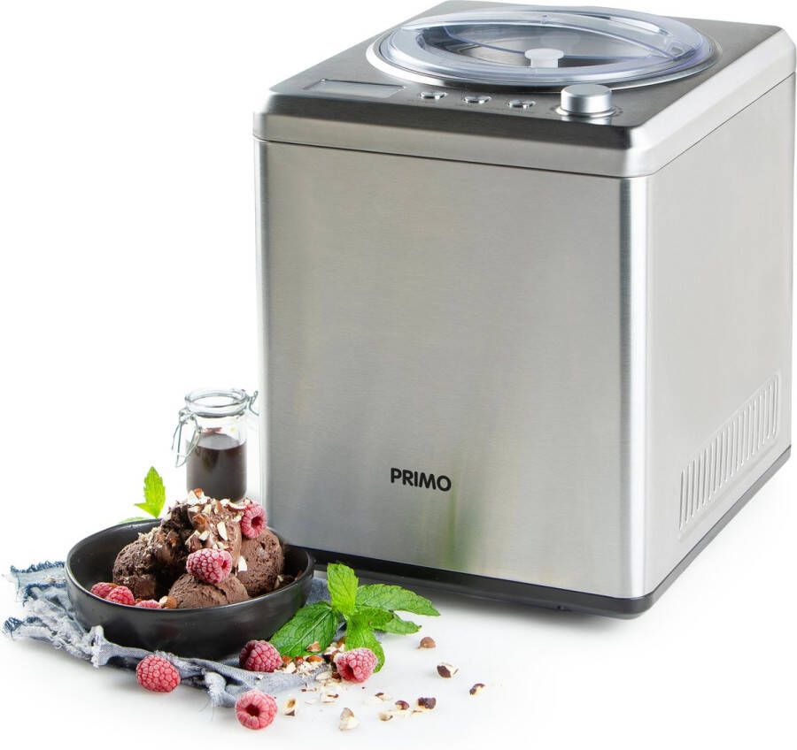 PRIMO PR408IM IJsmachine IJsmaker Zelf vriezend Met Compressor 2L Zilver