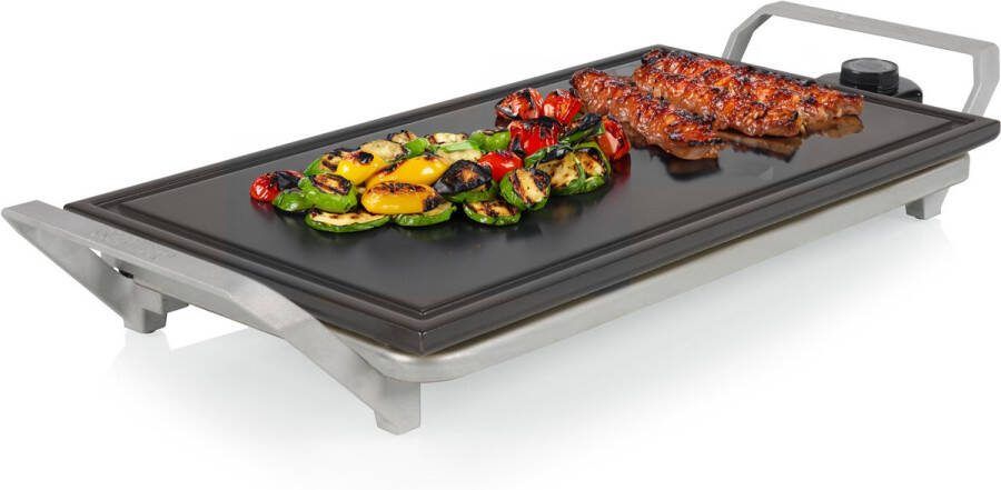 Princess 103150 Table Chef Premium Stone Grillplaat Keramische Bakplaat Steengrill PFAS-vrij BPA vrij 46x26cm Regelbare thermostaat Gourmet 6 tot 8 personen 1500W Extra lang snoer Voor binnen en buiten