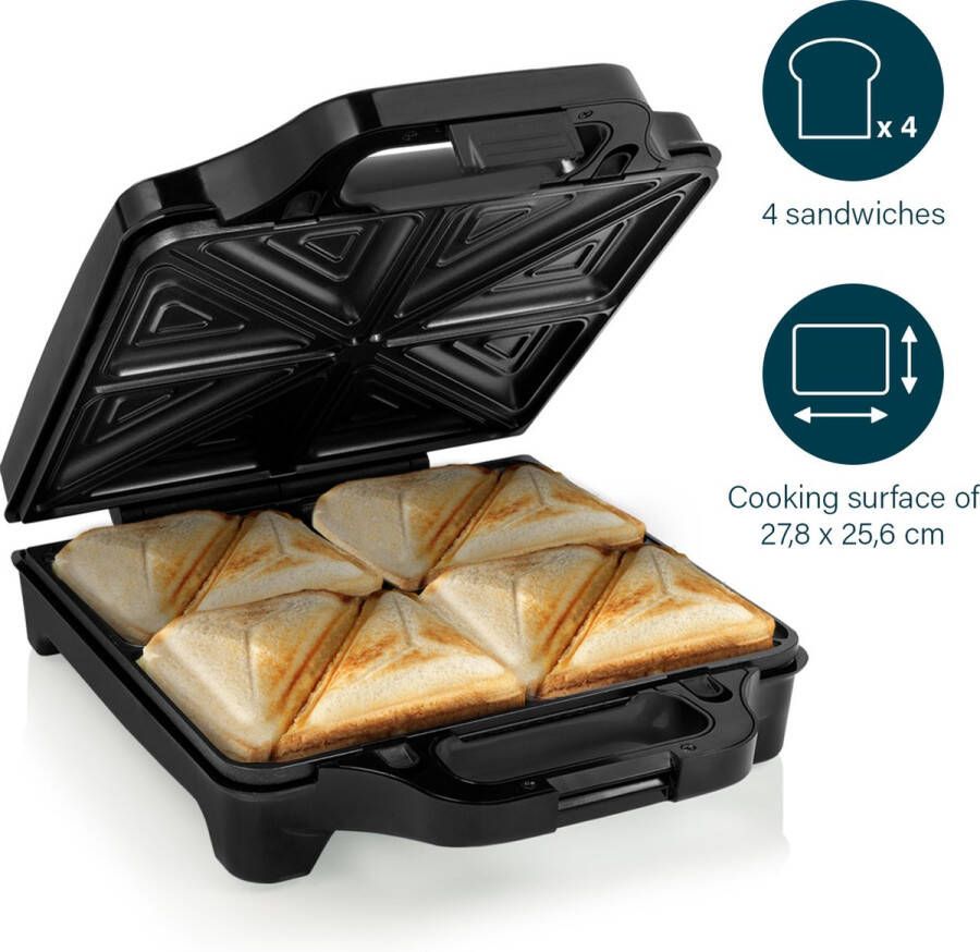 Princess 127006 Sandwich Maker Supreme XXL Tosti apparaat Groot bakoppervlak Uitneembare platen 1600Watt 4 tosti's