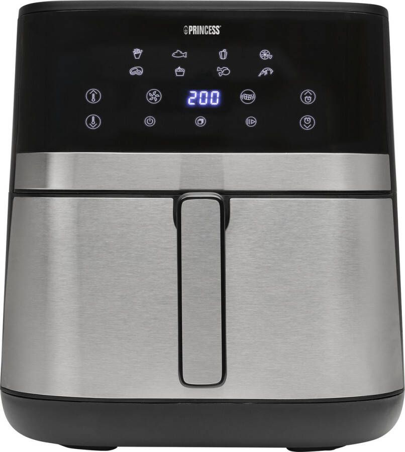 Princess 182474 DualHeat Airfryer 7L 2300 W PFAS vrij Dubbele verwarmingselementen 12 voorgeprogammeerde programma's Stijlvol matzwart ontwerp