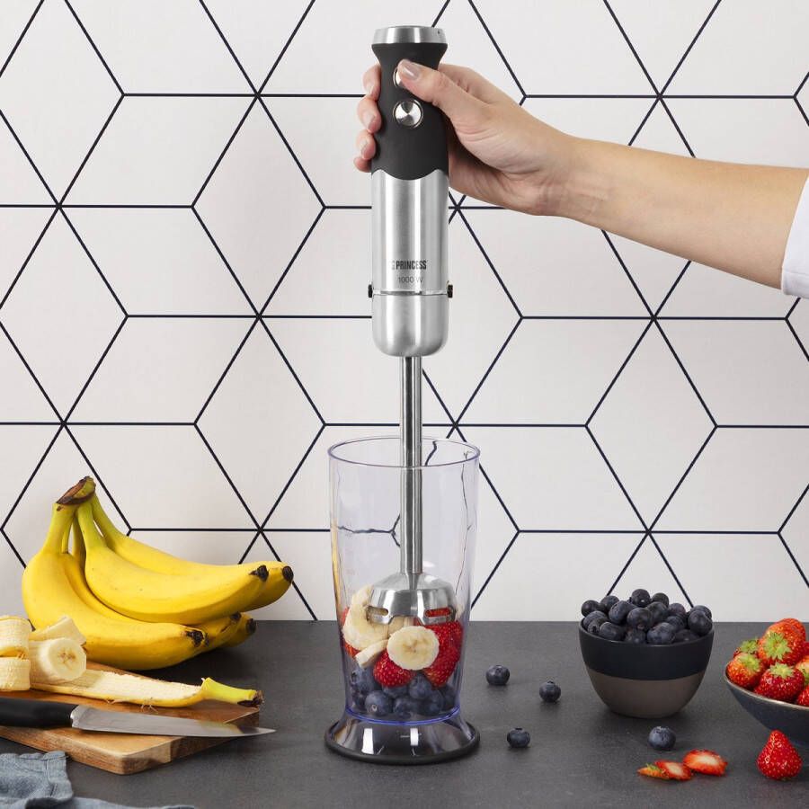 Princess 221221 Staafmixer Hand blender Extreem Krachtig – 1000 Watt 4-in-1 Set Inclusief Hakmolen Garde Mengbeker en Extra lange staaf voor Soep - Foto 2